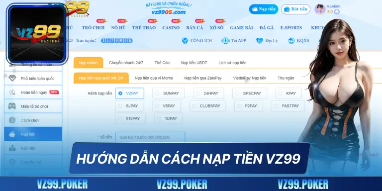 TRANG CHỦ 120 Hướng dẫn cách nạp tiền vz99